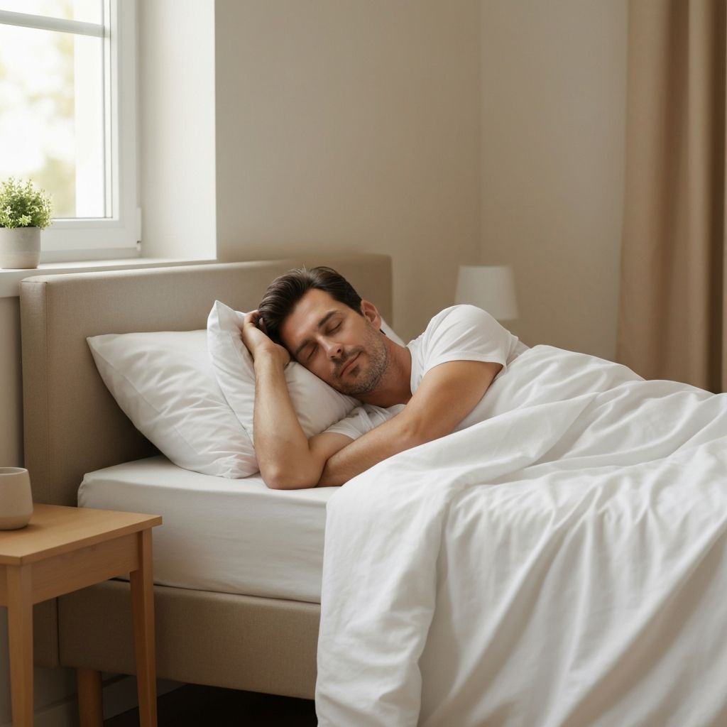 Man sleeping peacefully representing rest and recovery